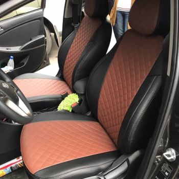 Авточехлы Автопилот Чёрный темно коричневый Ромб